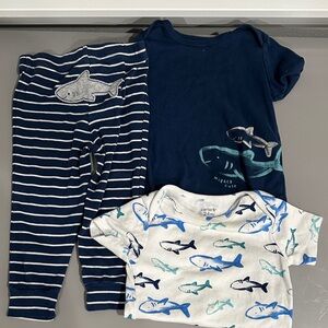 Carter's Navy, White & Blue Shark Pajama Set